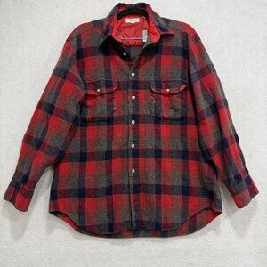 Vintage Oakbrook Jacket Mens XL Red Plaid Wool Lined Flannel Workwear Parka
